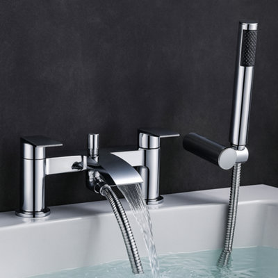 Arko Bath Shower and Basin Mixer Tap Set with Pop up Waste, Waterfall ...