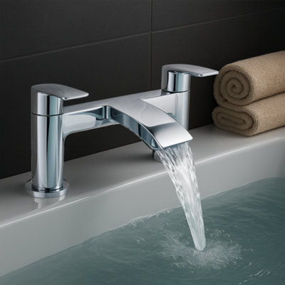 Arko Bath Tap and Basin Mixer Tap Set with Pop up Waste, Waterfall ...