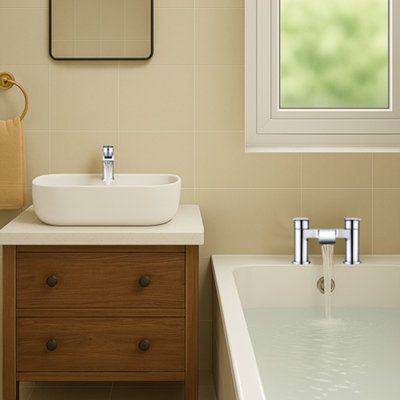 Arko Bath Tap and Basin Mixer Tap Set with Pop up Waste, Waterfall ...
