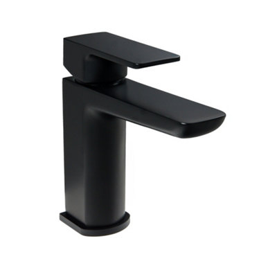 ARKO BATHROOM Black Square Basin Mixer Tap 50x159mm, Stylish Bathroom Sink Tap with Smooth Lever Handle, Modern Design