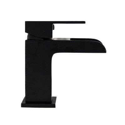 ARKO BATHROOM Black Square Basin Mixer Tap 54 x 138mm, with Pop Up Waste, Modern Waterfall Design for Bathroom Sink