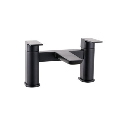 ARKO BATHROOM Black Square Bath Mixer Tap 158x135mm, Double Lever Handle Bathroom Tap, Brass Bath Filler Tap with balanced flow