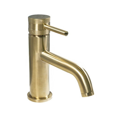 ARKO BATHROOM Brushed Brass Basin Mixer Tap 42 x 144mm, Elegant Bathroom Tap with Lever Handle, Includes Basin Waste sink tap