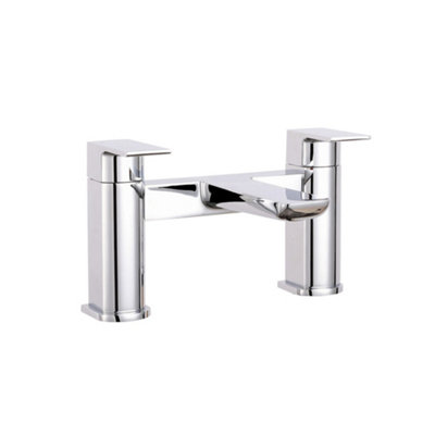 ARKO BATHROOM Chrome Square Bath Mixer Tap 158x135mm, Double Lever Handle Bathroom Sink Tap, Premium Solid Brass Bath Faucet