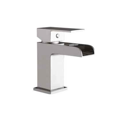 ARKO BATHROOM Dakota Modern Waterfall Basin Mixer Tap, Chrome Single Lever Square Faucet , Stylish Mono Tap for Bathroom Upgrade