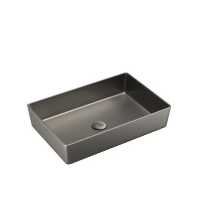 Arko Bathroom Gunmetal Cara Basin 526x346x120mm , Industrial-Style Stainless Steel Sink, Modern Rectangular Design, Anti-Corrosion
