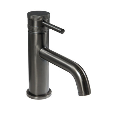 ARKO BATHROOM Gunmetal Round Basin Mixer Tap 54x146.5mm, Modern Single Lever Bathroom Sink Tap