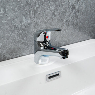ARKO BATHROOM Round Chrome Basin Mixer Tap, 104X 98mmwith Pop Up Waste, Modern Single Lever Bathroom Sink Tap for Hot & Cold Water