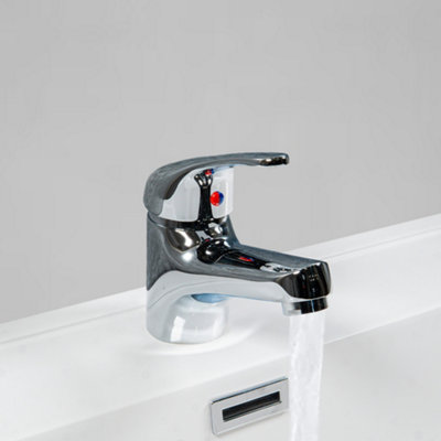 ARKO BATHROOM Round Chrome Basin Mixer Tap, 104X 98mmwith Pop Up Waste, Modern Single Lever Bathroom Sink Tap for Hot & Cold Water