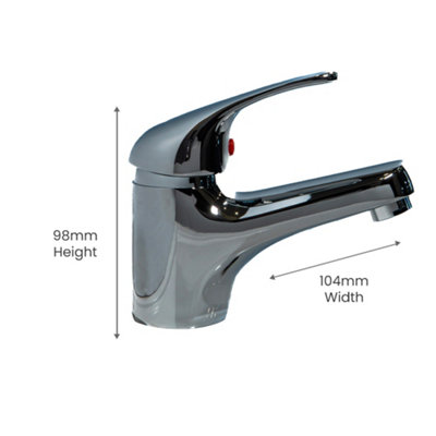 ARKO BATHROOM Round Chrome Basin Mixer Tap, 104X 98mmwith Pop Up Waste, Modern Single Lever Bathroom Sink Tap for Hot & Cold Water