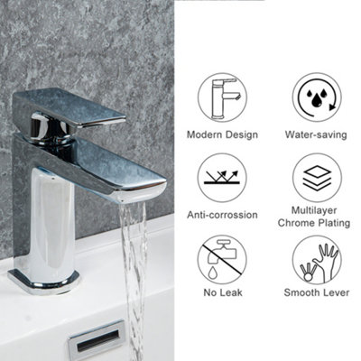 ARKO Bathroom Sink Tap, Basin Mixer Tap,  Mono Basin Faucet with,Pop Up Waste,Single Lever Handle,CHROME