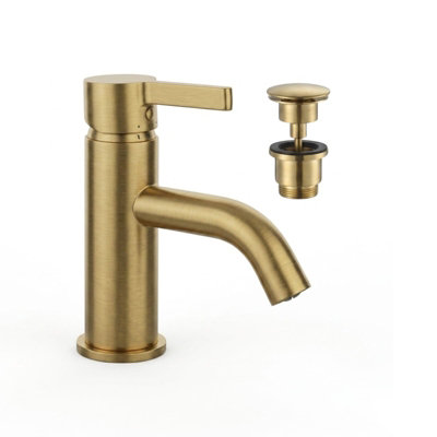 ARKO Bathroom Sink Tap, Basin Mixer Tap, Mono Basin Faucet with Single Hole Design ,Brushed Brass