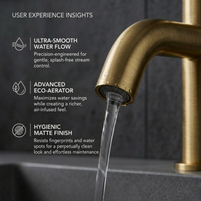 ARKO Bathroom Sink Tap, Basin Mixer Tap, Mono Basin Faucet with Single Hole Design ,Brushed Brass