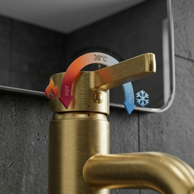 ARKO Bathroom Sink Tap, Basin Mixer Tap, Mono Basin Faucet with Single Hole Design ,Brushed Brass
