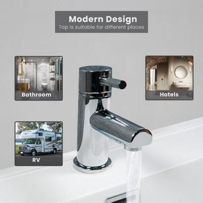 ARKO Bathroom Sink Tap,  Contemporary  Monobolic Basin Mixer Tap,  with Single Lever Handle with Clicker Waste,CHROME