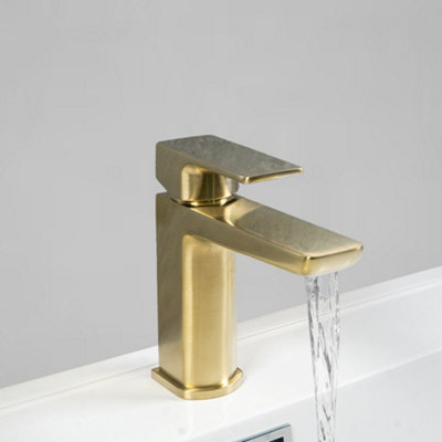 ARKO Bathroom Sink Tap, Mono Basin Mixer Tap, with Single Lever Handle, with Pop up Waste, BRASS