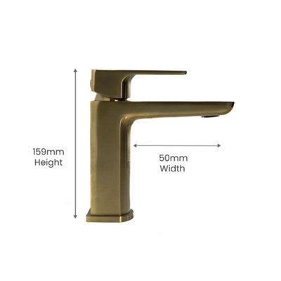 ARKO Bathroom Sink Tap, Mono Basin Mixer Tap, with Single Lever Handle, with Pop up Waste, BRASS