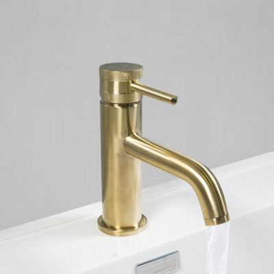 ARKO Bathroom Sink Tap, Monobolic Basin Mixer Tap, Single Lever Handle,BRASS
