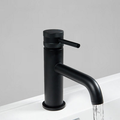 ARKO Bathroom Sink Tap, Round Basin Mixer TapSingle-Lever with Durable Ceramic Cartridge ,BLACK
