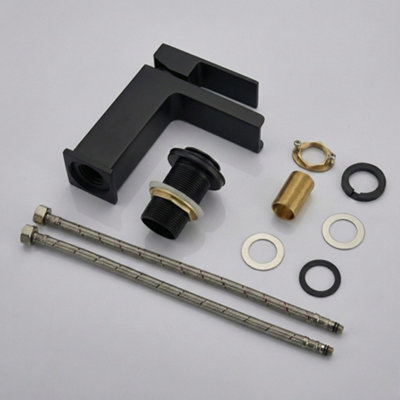 ARKO Bathroom Sink Tap, Square Mono , Basin Mixer Tap Single-Lever with Durable Ceramic Cartridge ,BLACK