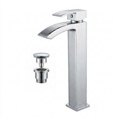 ARKO BATHROOM Tall Chrome Basin Mixer Tap 54x315mm, Modern Square Design, Single Lever, Drip-Free Ceramic Disc Technology