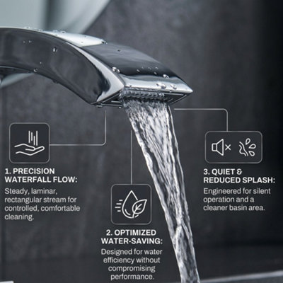 ARKO BATHROOM Tall Chrome Basin Mixer Tap 54x315mm, Modern Square Design, Single Lever, Drip-Free Ceramic Disc Technology