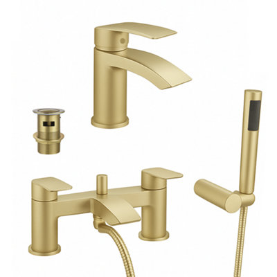 Arko Bathroom Taps Set, Bath Shower and Basin Mixer Tap Set with Pop up ...
