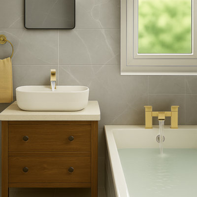 Arko Bathroom Taps Set, Bath Tap and Basin Mixer Tap Set with Pop up ...