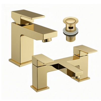 Arko Bathroom Taps Set, Bath Tap and Basin Mixer Tap Set with Pop up ...