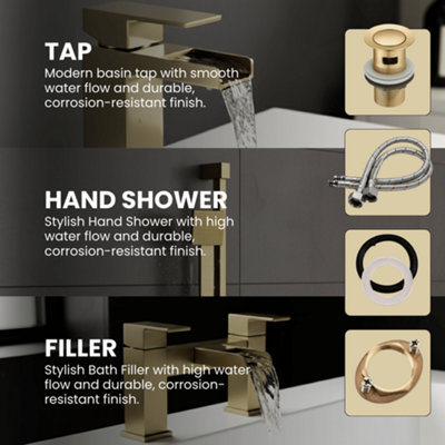 ARKO Handheld mixer shower with Bath Filler Tap & Basin mixer Tap Set ...