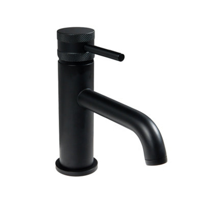 ARKO Matte Black Bathroom Sink Faucet 48mm  x 123mm  Modern Round Mono Basin Mixer Tap Durable Brass Construction Single Handle