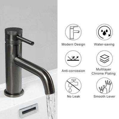 ARKO Monobloc Bathroom Sink Taps,Lead Free Basin Mixer Taps with Single Lever,BLACK