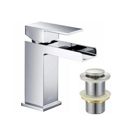 ARKO Square Basin Mixer Tap, Stylish Bathroom Sink Tap with Smooth Lever Handle, Chrome