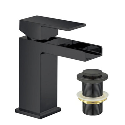 ARKO Square Basin Mixer Tap, Stylish Bathroom Sink Tap with Smooth Lever Handle, Matte Black