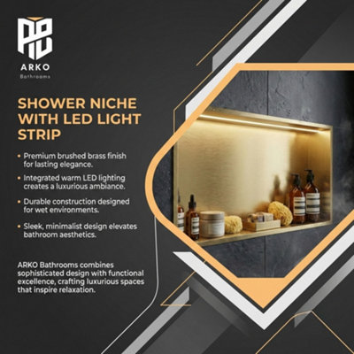 ARKO Stainless Steel Shower Niche with LED Light Wall Insert, Bathroom ...