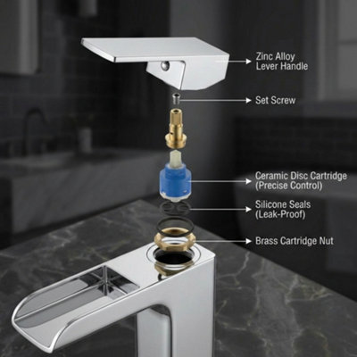 ARKO Tall Basin Tap,Waterfall Bathroom High-Rise Sink, CHROME