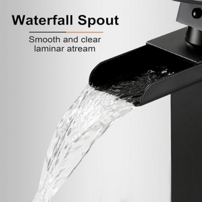 ARKO Tall Basin Tap, Waterfall Bathroom High-Rise Sink, Matte Black