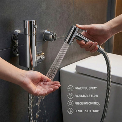 Handheld Bidet Sprayer For Toilet – Adjustable Wall/Tank Mount, Stainless Steel, 1.8 GPM