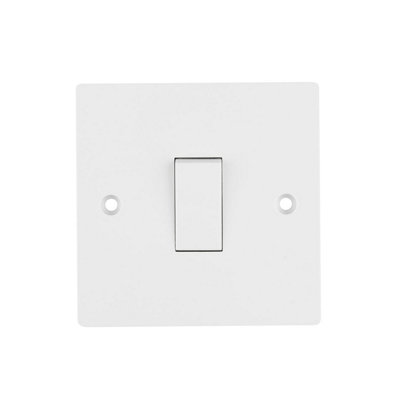Arlec 10A 1 Gang 2 Way Intermediate White Wall Light Switch Square Edge Profile 10 Amp Screwed inc Screw cap covers