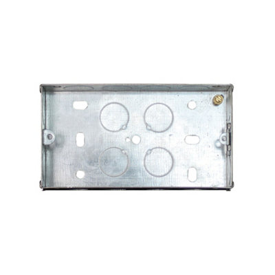 Arlec 25mm Deep Double Metal Back Box for 2 Gang Electrical Installations Galvanised Steel