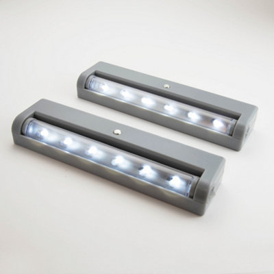 Arlec 2x Pack LED Under Cabinet Cupboard Swivel Lights - Cool Ice White Wardrobe Bar Strip Battery Powered Kitchen