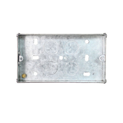 Arlec 35mm Deep Double Metal Back Box for 2 Gang Electrical Installations Galvanised Steel