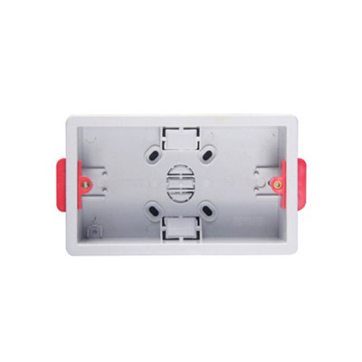Arlec 35mm Deep White Plastic Double 2 Gang Dry Lining Box Adjustable Lugs Plasterboard