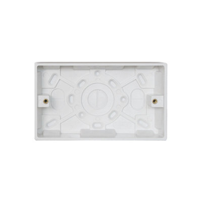 Arlec 35mm Deep White Plastic Double 2 Gang Surface Mounted Pattress Box Wall Outlet Back Box