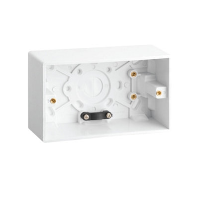 Arlec 47mm Deep White Plastic Double 2 Gang Surface Mounted Pattress Box Wall Outlet Back Box
