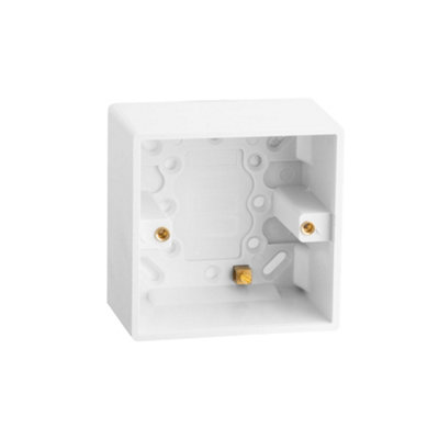 Arlec 47mm Deep White Plastic Single 1 Gang Surface Mounted Pattress Box Wall Outlet Back Box