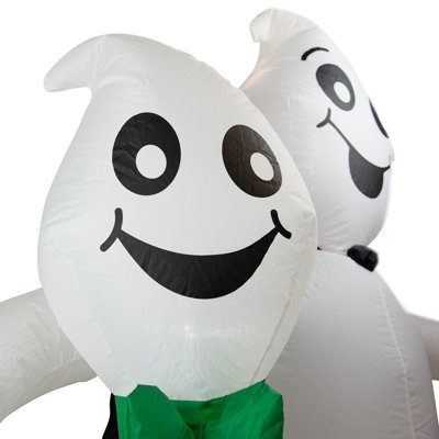 Arlec 6ft Three White Ghost Inflatable with Pumpkin