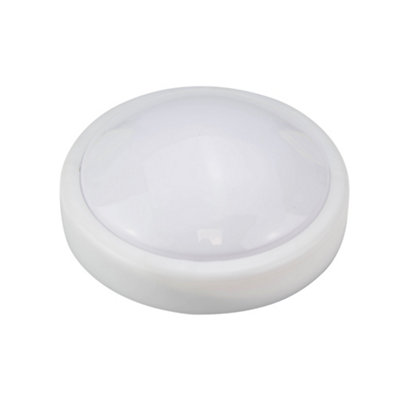 Arlec Battery Powered LED 14cm Push Light - Round Ice Cool White Easy ...