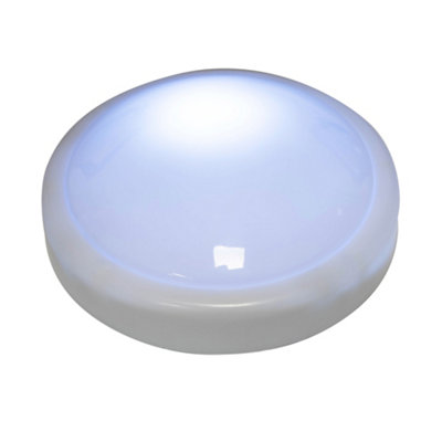 Arlec Battery Powered LED 14cm Push Light - Round Ice Cool White Easy ...