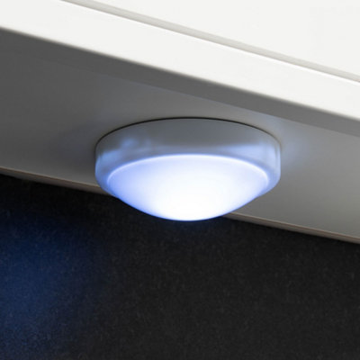 Arlec Battery Powered LED 14cm Push Light - Round Ice Cool White Easy ...